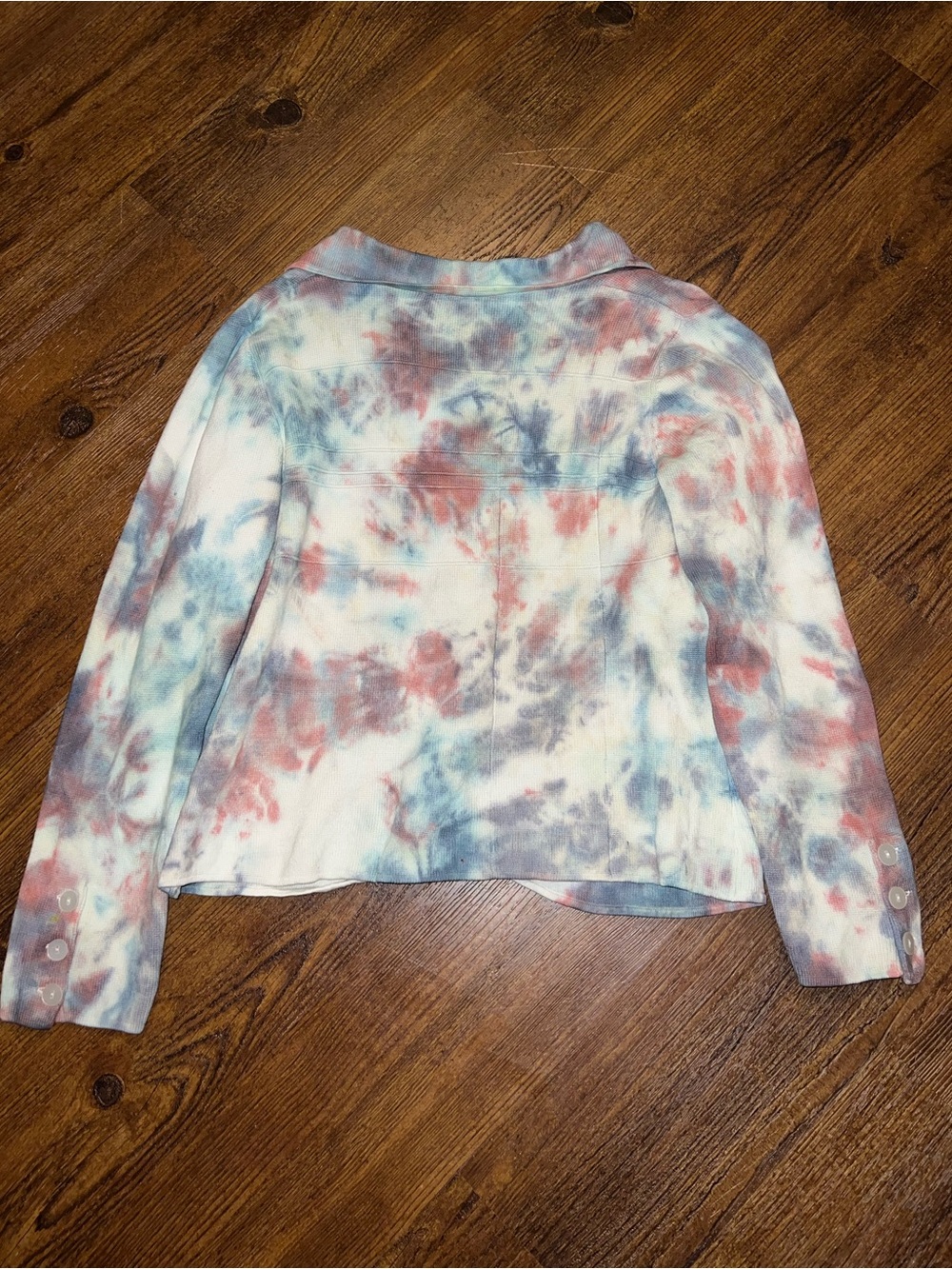 Christopher & Banks White Earthy Tie Dye Boho Hippie Button Up Jacket Size M - Picture 2 of 12